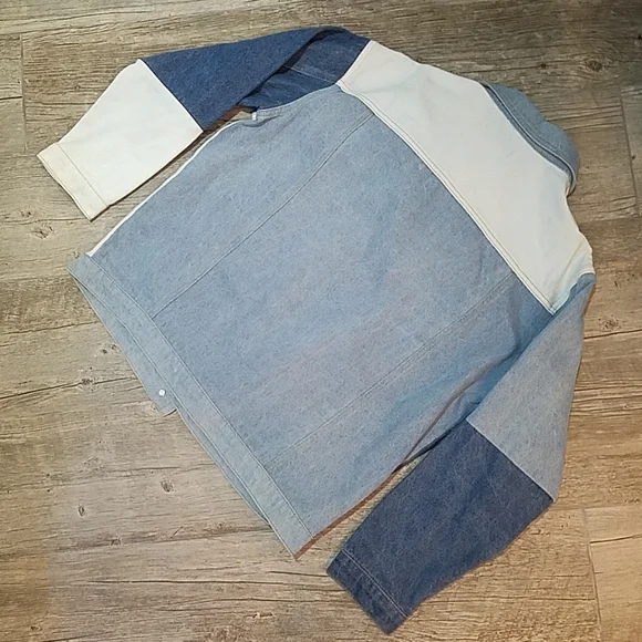 Missguided Colorblock Oversized Denim Jacket - Picture 3 of 4